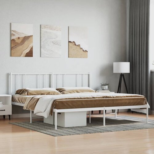 vidaXL Metalni okvir za krevet s uzglavljem bijeli 183x213 cm Cene
