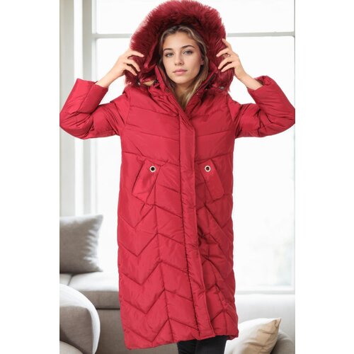 Dewberry Z6751 WOMEN'S COAT-BURGUNDY-1 Cene