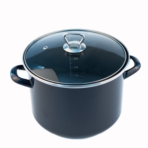 Fackelmann lonac+stakleni poklopac 22cm Emajl 5.5L, Plavi Slike