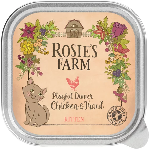 Rosie's Farm Varčno pakiranje Kitten 32 x 100 g - Piščanec & postrv