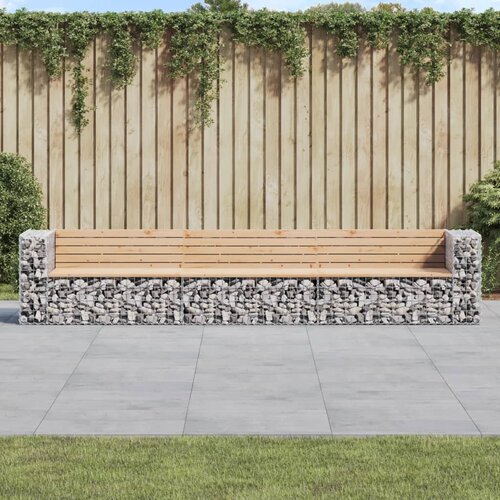 VidaXL Vrtna klupa s gabionskim dizajnom 347x71x65 5 cm od borovine Slike