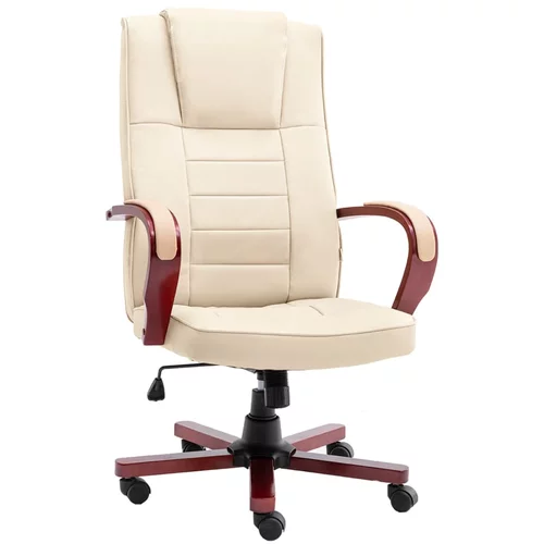 vidaXL uredska stolica od prave kože krem