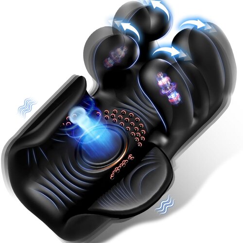 SuperLove Magic Trainer Tapping & Vibrating Masturbator Black Cene