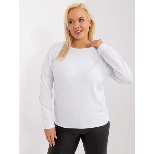 Fashion Hunters White blouse with a round neckline size plus