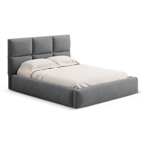Windsor & Co Sofas Siva oblazinjena zakonska postelja s prostorom za shranjevanje z letvenim dnom 140x200 cm Libera – Cene