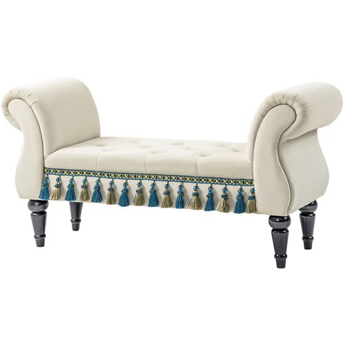  Tapecirana klupa sjedalo vintage dizajn do 150 kg 117x40x58 cm bež Slike