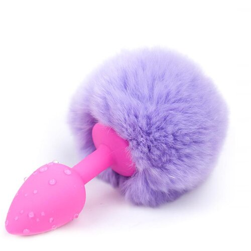 Afterdark Butt Plug with Pompon Pink/Purple Size S Cene