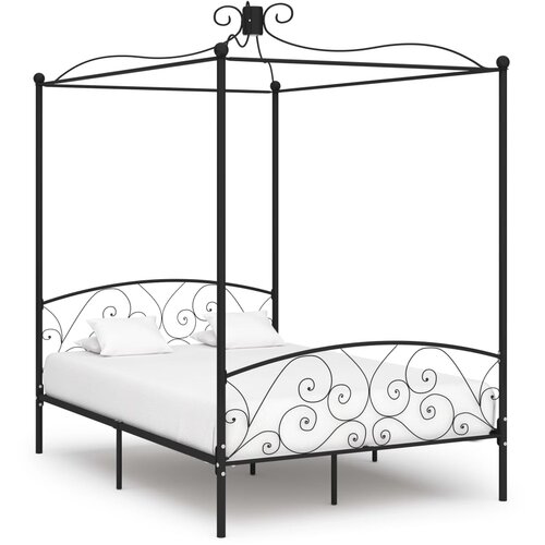  Okvir za krevet s nadstre&amp;scaron;nicom crni metalni 140 x 200 cm Slike