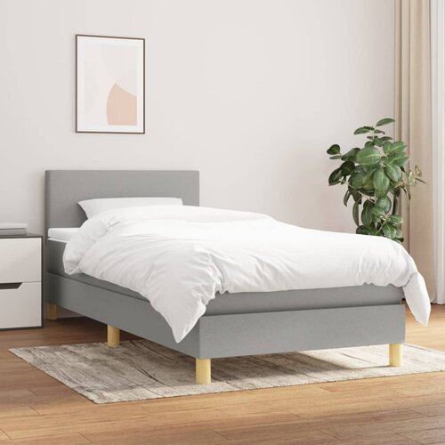 The Living Store Box spring postelja z vzmetnico svetlo siva 90x200 cm blago - Box Spring Postelja, (21438551) Slike