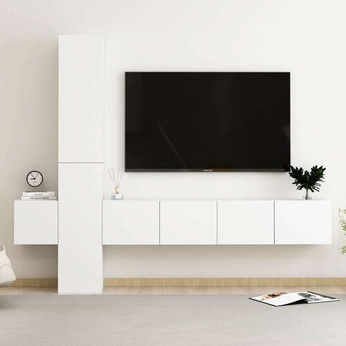  5-dijelni set TV ormarića bijeli od iverice Slike