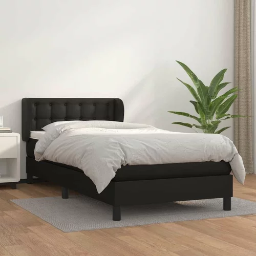  Box spring postelja z vzmetnico črna 80x200 cm umetno usnje, (20725812)