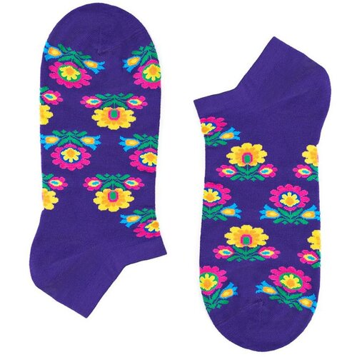 Folkstar Unisex's Socks Short Violet/Flowers Slike
