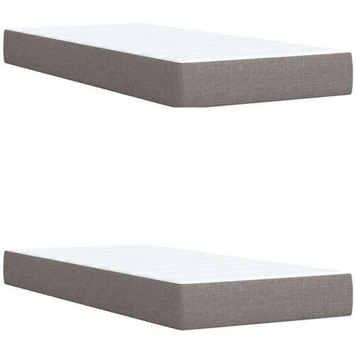  Krevet s oprugama i madracem smeđesivi 200x200 cm od tkanine Slike