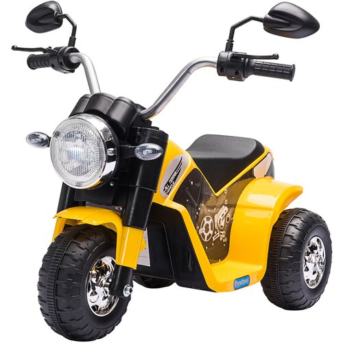 HOMCOM Otroško 3-kolesno električno motorno kolo z lučkami in zvoki, baterija 6V, hitrost 2 km/h, za otroke od 18-36 mesecev, 72cmx57cmx56cm, rumena b, (20744889) Cene