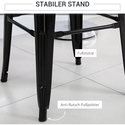  Set od 4 metalne barske stolice za unutarnju i vanjsku upotrebu složive crne Slike