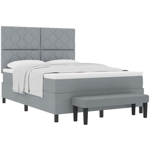 vidaXL Vzmetnica z nadvložkom in klopjo svetlo siva 140x190 cm tkanina, (22083340) Cene