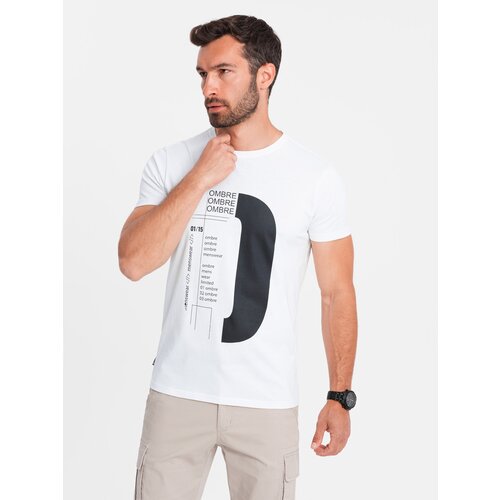 Ombre Men's printed cotton t-shirt - white Cene