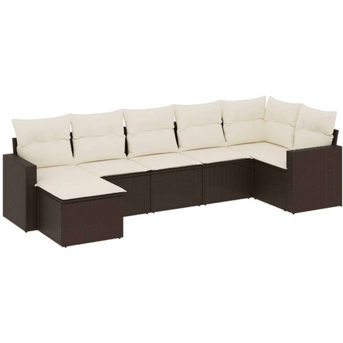 vidaXL 7-dijelni set vrtnih sofa od poliratana s jastucima smeđi Cijene