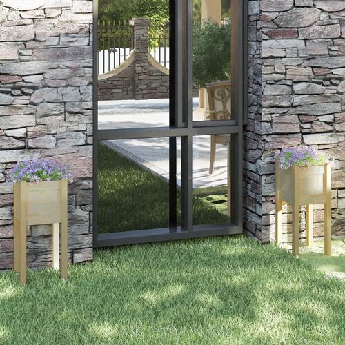 VidaXL vrtne sadilice 2 kom 31 x 31 x 70 cm od masivne borovine Slike
