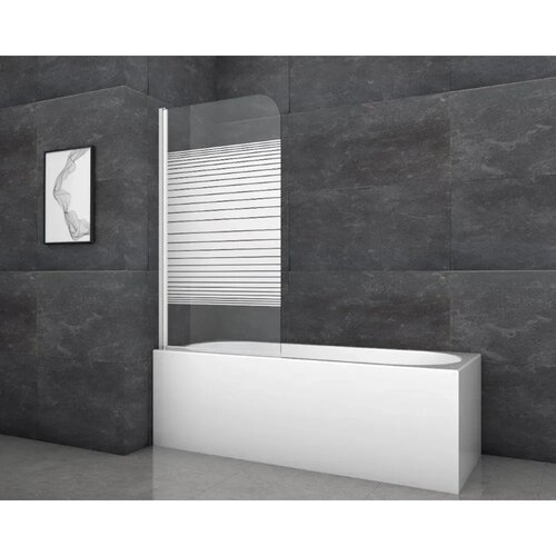 Aurlane zložljiva stena za kopalno kad white stripes 1 bela 80 x 140 cm 1-krilna Cene