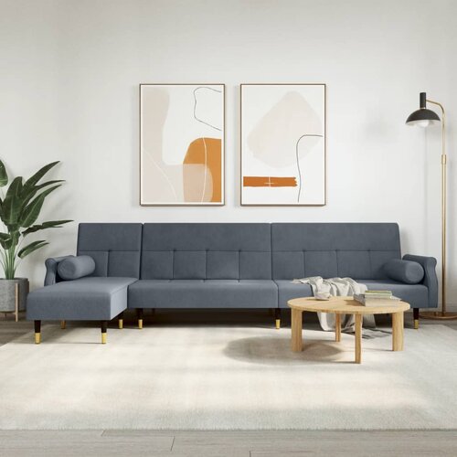 vidaXL Raztegljiv kavč L oblike temno siv 271x140x70 cm žamet Cene