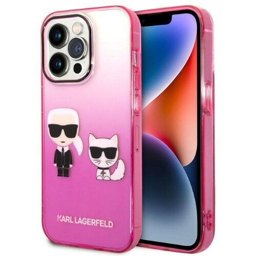  maska karl lagerfeld iphone 14 gradient ikonik karl &amp;amp; choupette roza Slike