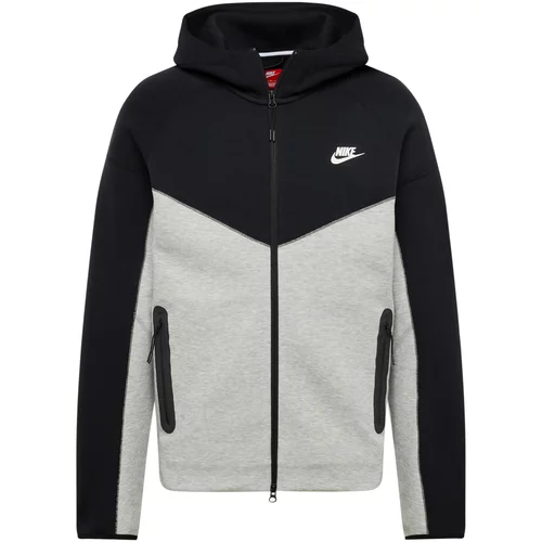 Nike Sportswear Jopa na zadrgo 'TCH FLC' temno siva / črna / bela