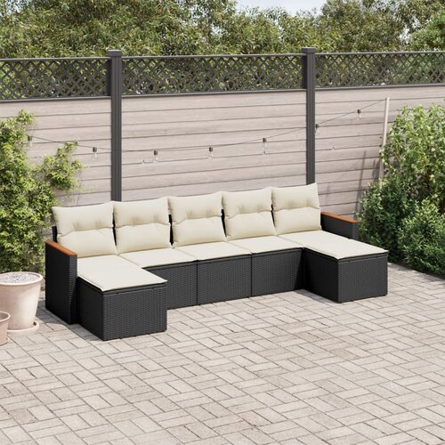 vidaXL 7-dijelni set vrtnih sofa od poliratana s jastucima crni Cijene