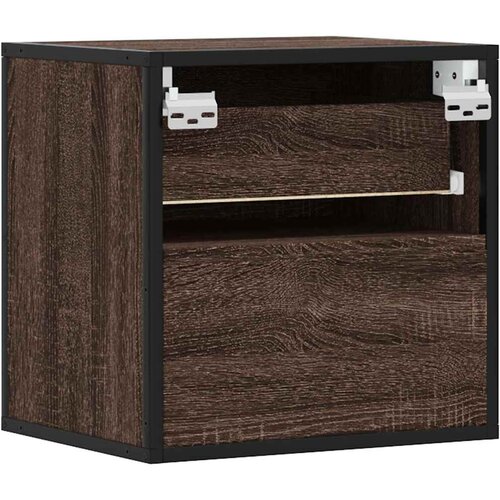  Zidni noćni ormarići 2 kom smeđi hrast 40x31x39,5 cm Smeđa Slike