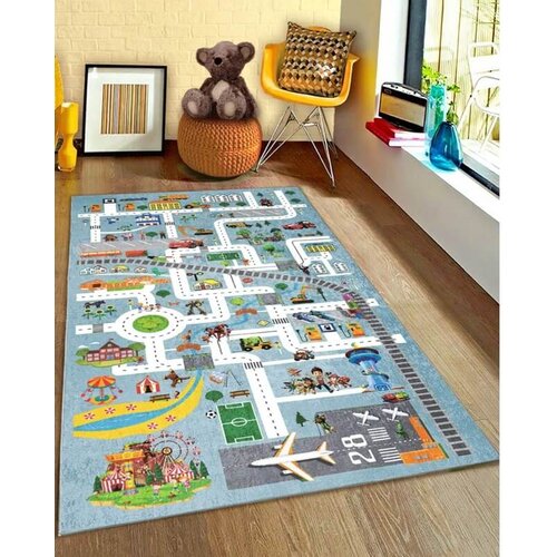  dečiji tepih sa gumenom podlogom 140x220cm &ndash; staza-avion, tg-2215 Cene