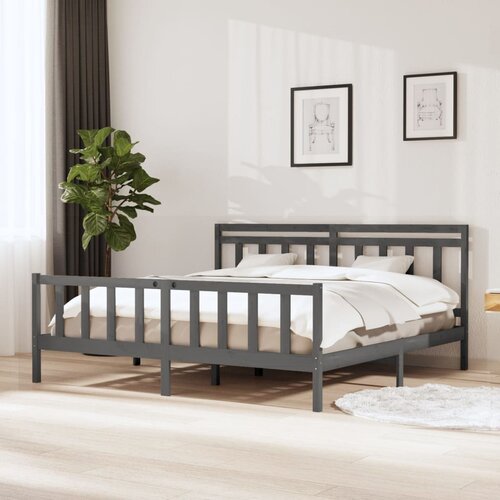 VidaXL posteljni okvir siv iz trdnega lesa 200x200 cm Slike
