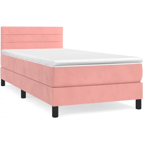vidaXL Box spring postelja z vzmetnico roza 100x200 cm žamet, (20725309)