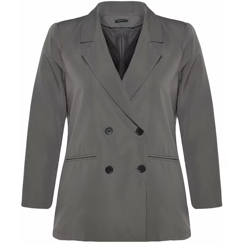 Trendyol Curve Plus Size Jacket - Gray - Oversize