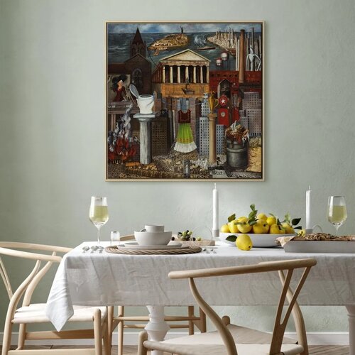  Slika - Frida Kahlo &amp;ndash; My Dress Hangs There 40x40 U prirodnom drvenom okviru Slike