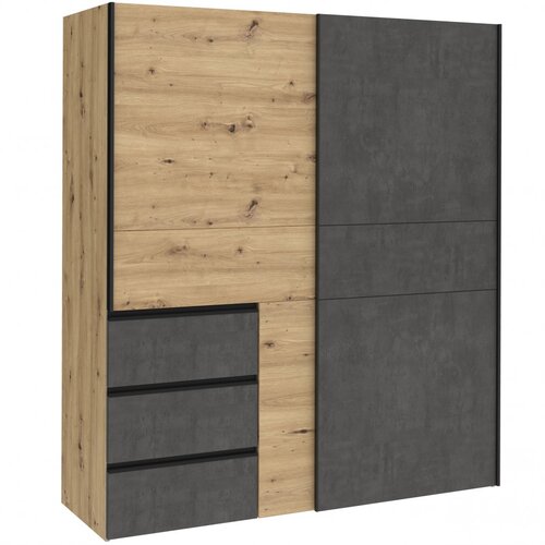  Garderobna omara WINN 2 W2QS823E71 (hrast/temno siva) Cene
