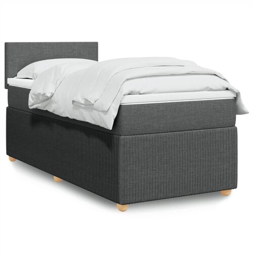 vidaXL Box spring postelja z vzmetnico temno siva 90x190 cm blago Cene