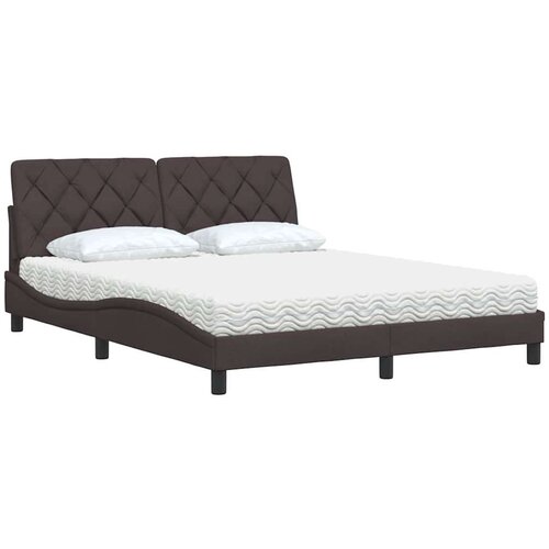 VidaXL Krevet s madracem tamnosmeđi 160x200 cm tkanina Slike