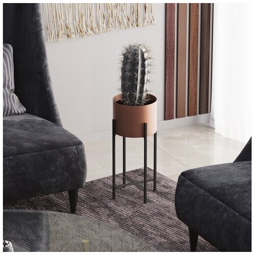 WALLXPERT Dekorativna saksija GED-026-B, 23x48x23 cm, Crna-terakota Cijene