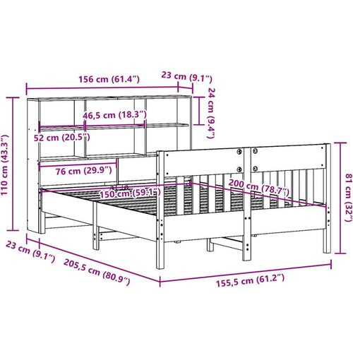 vidaXL Posteljni okvir brez vzmetnice 150x200 cm trdna borovina Cene
