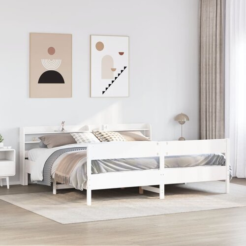 Furnova Posteljni okvir brez vzmetnice bel 180x200 cm trdna borovina, (21940334) Slike
