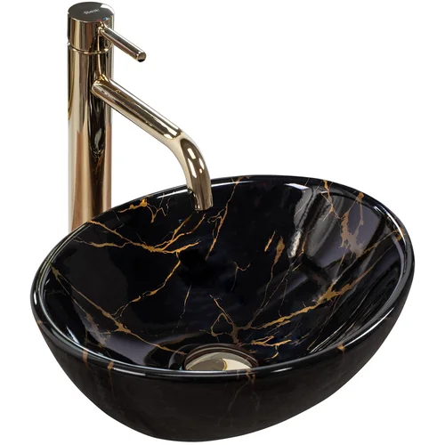 Rea Nadgradni umivaonik Sofia Mini Black Marble Shiny