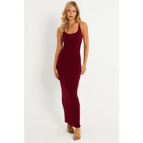 Cool & Sexy Women's Burgundy Adjustable Strap Maxi Dress