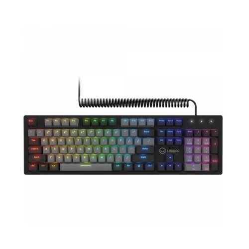 Lorgar Azar 514, Wired mechanical gaming keyboard, RGB backlight, 1680000 colour variations, 18 modes, keys number: 104, 50M clicks, linear dream switches, spring cable up to 3.4m, ABS plastic+metal, magnetic cover, 450*136*39mm, 1.17kg, black, EN layout Cene