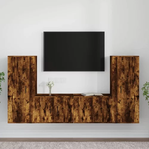 vidaXL 4-dijelni set TV ormarića boja dimljenog hrasta drveni