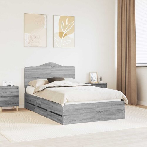  Krevetna konstrukcija s ladicama Siva Sonoma 120 x 190 cm Cijene