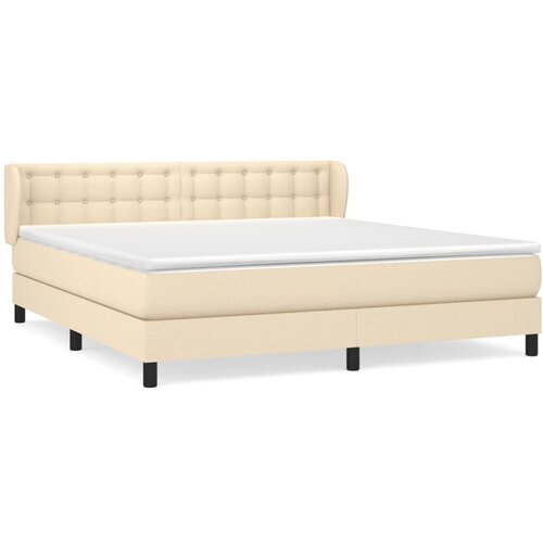 VidaXL Krevet s oprugama i madracem krem 160x200 cm od tkanine Slike