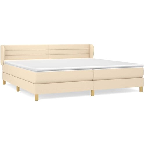  Krevet s oprugama i madracem krem 200 x 200 cm od tkanine Slike
