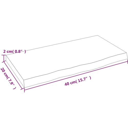  Zidna polica svjetlosmeđa 40 x 20 x 2 cm od obrađene hrastovine Slike