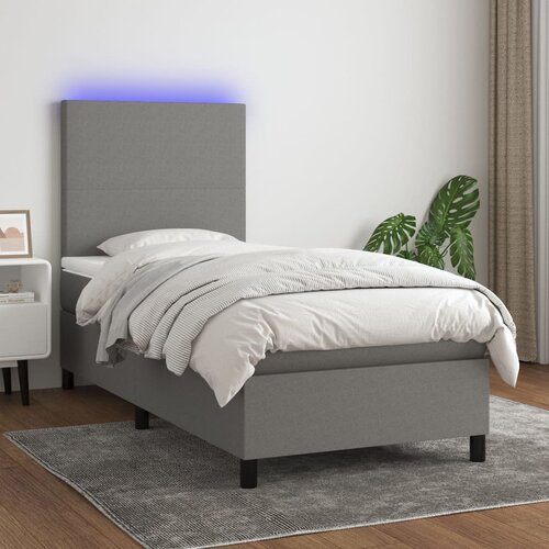  box spring s madracem LED tamnosivi 100x200 cm tkanina Cene