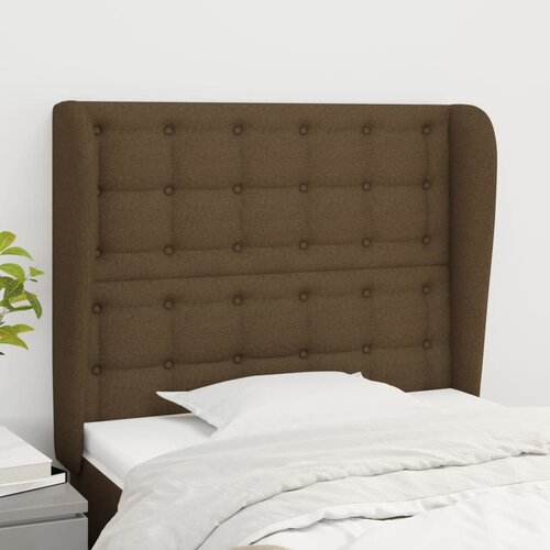  Uzglavlje s u&scaron;ima tamnosmeđe 103x23x118/128 cm od tkanine Cijene